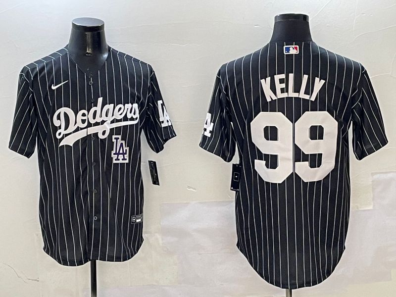 Men Los Angeles Dodgers 99 Kelly Black Stripe Jointly Name 2025 Nike MLB Jersey style 12
